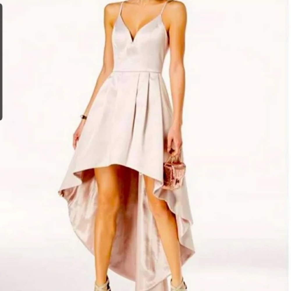 Sequin Hearts High Low Dress Peach Blush Heavy Beautiful Satin Backless Party